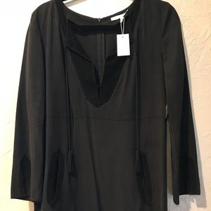 LBD with suede and tassel details